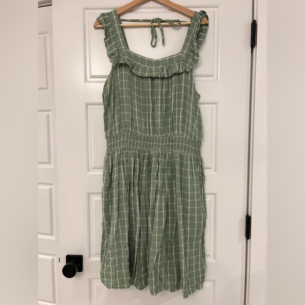 Maurices Sage Green Checked Midi Sundress